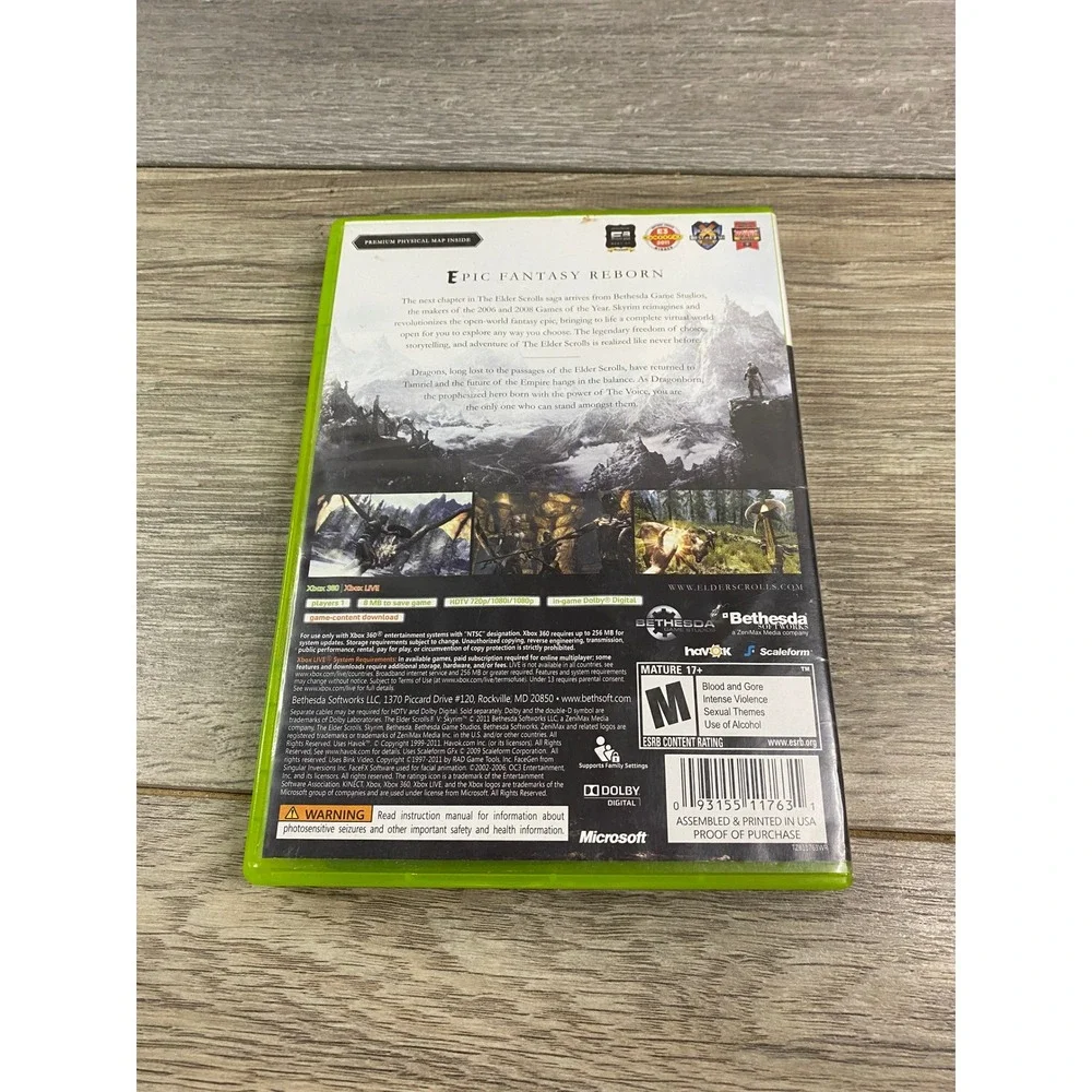 The Elder Scrolls V Skyrim Xbox 360 Bethesda RPG Game‎ with Map and Manual